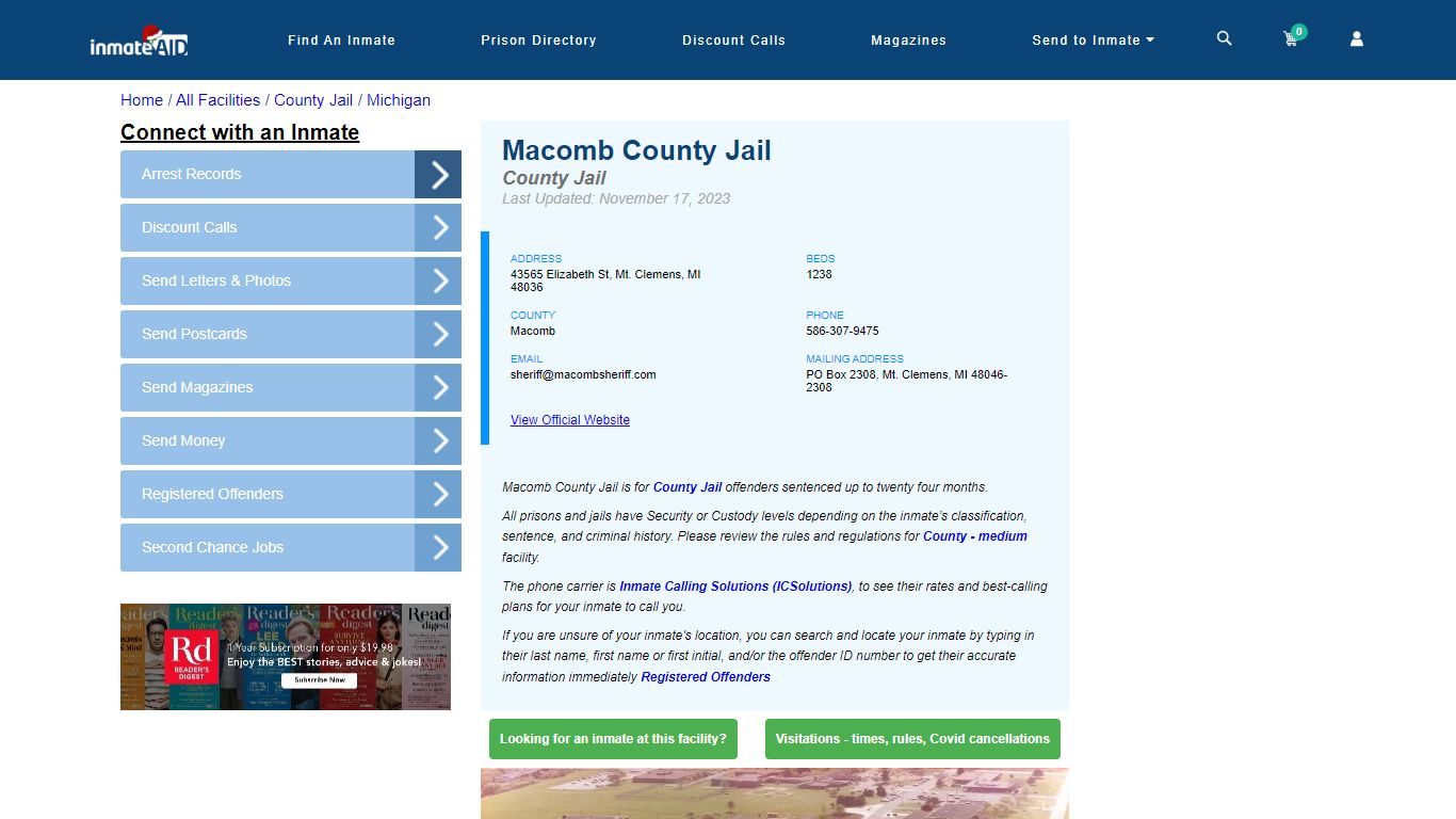 Macomb County Jail - Inmate Locator - Mt. Clemens, MI